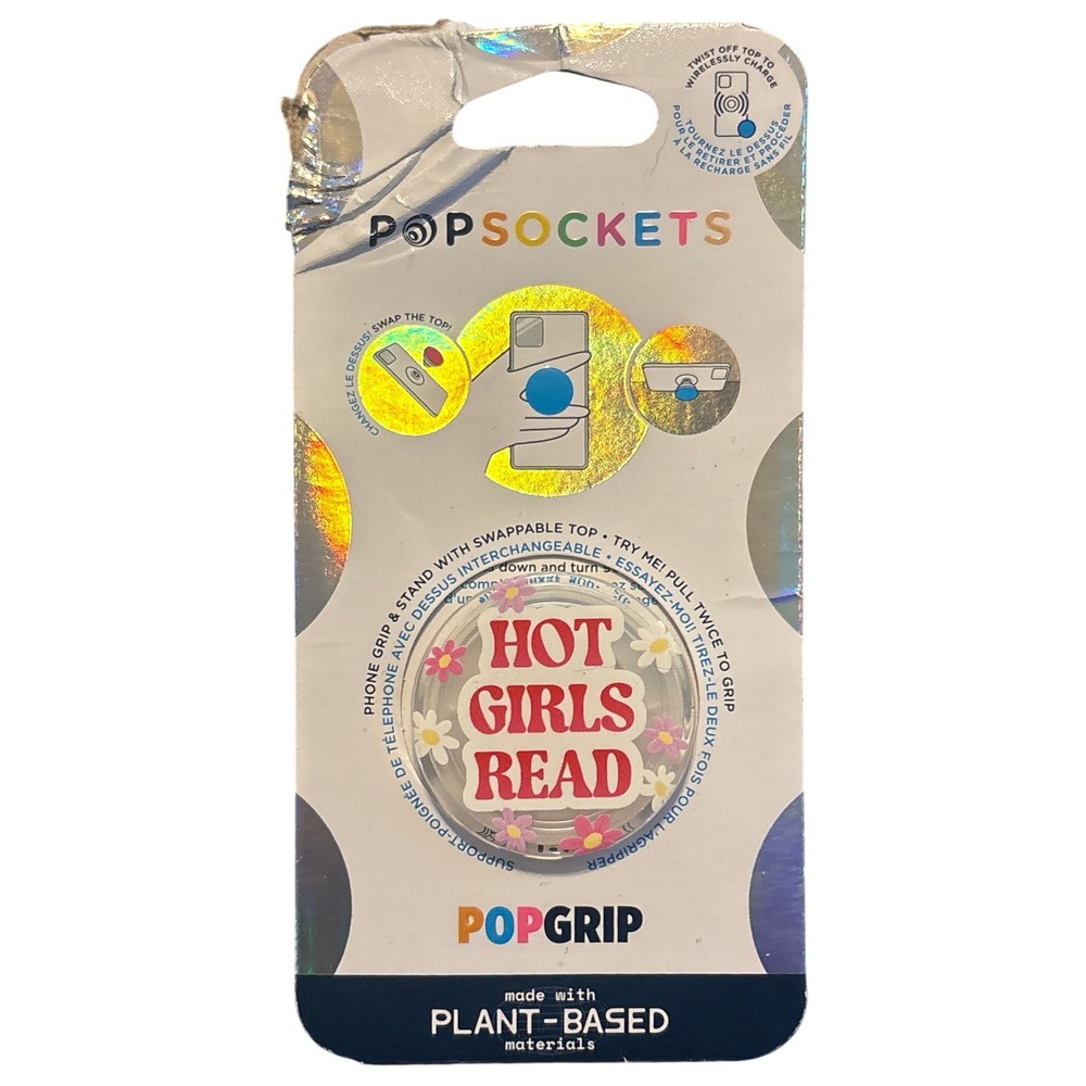 NEW PopSockets Hot Girls Read PopGrip Plant Based Phone Grip Book Lover Pink